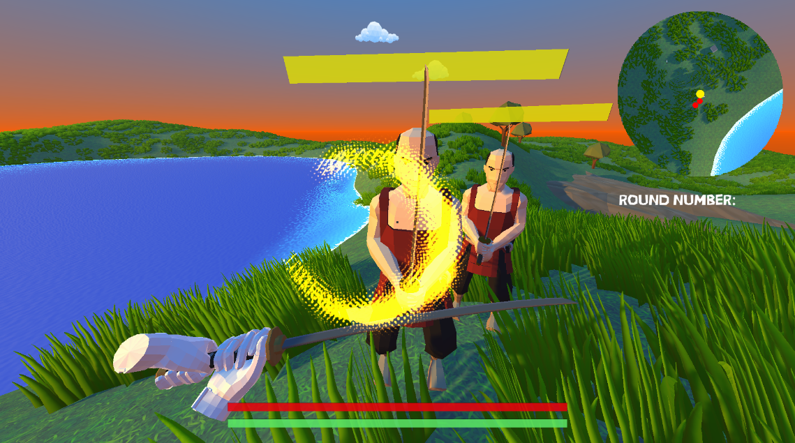 Mōri's parry mechanic in use as player blocks an enemy's attack